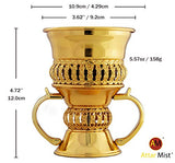 AM Regal Metal Incense Burner - Bakhoor Burner Mubkhara – Frankincense Resin Burner - Ideal for Yoga, Spa & Aromatherapy (Gold)