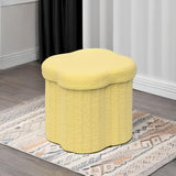 B FSOBEIIALEO Storage Ottoman Cube, 12.6" Flower Shaped Ottomans, Yellow