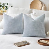 MIULEE Burlap Linen Spring Throw Pillow Covers 18x18 Inch Set of 2 Coastal Light Blue Farmhouse Decorative Pillows Modern Soft Accent Cushion Covers for Couch Sofa Bedroom Livingroom Home Decor