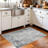 Washable 2x3 Abstract Area Rug - Large Living Room Area Rugs Modern Stain Resistant Indoor mat for Bedroom Dining Room Non Slip Rubber Backing Thin Super Soft Room Decor Floor Carpet 2x3 Grey