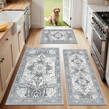 Washable Kitchen Runner Rugs Set of 2 with Non Slip Rubber Backing