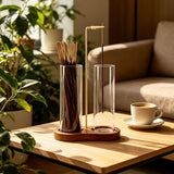 Incense Holder, Hang Upside Down Incense Sticks Burner Holder Storage with Glass Ash Catcher,Ideal Gift (Brown)