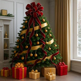 Red Wine Velvet Christmas Tree Topper Bow 11" with 4 Ribbon Streamers x 3 Yards Long Each for Holidy Elegant Fancy Home Décor Indoor