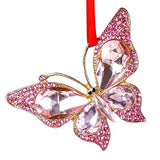 WaaHome Pink Butterfly Christmas Ornaments 2026 - Beautiful Metal Monarch Butterfly Keepsake Ornament for Christmas Tree Decorations Gifts for Women Girls Mom Sisters