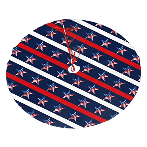 American Flag Star Tree Skirt Christmas Tree Ornaments Tree Skirt for Christmas Decoration 36"