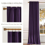 NICETOWN Purple Room Darkening Velvet Curtains, 84 inch Long, Living Room Back Tab & Rod Pocket Window Treatment Drapes Farmhouse for Theater, Set of 2, 52" Width
