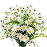 4 Bundles Artificial Silk Daisy Flowers Fake Daisies Plastics Plants Flower Faux Wildflowers Outdoor UV Resistant for Home Decor Indoor Outside Porch Patio Garden Planters Decoration (White)
