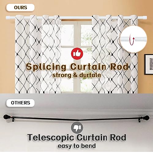 Curtain Rods for Windows 28 to 48 Inch, 5/8 Inch Matte White Curtain Rod Heavy Duty Small Drapery Curtain Rods Set with Brackets, Size: 23-52 Inch