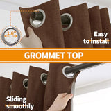 YoungsTex Brown Linen Blackout Curtains 84 Inches Long for Living Room, Dark Chocolate Thermal Insulated Drapes with Grommet Room Darkening Privacy for Bedroom 2 Panels, 52 X 84 Inch