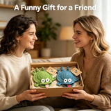 Funny Crochet Lizard Coaster, Handmade Animal Mug Rug Coaster, Cute 3D Amigurumi Drink Mat for Coffee Table Desk Home Decor Housewarming Gift (Blue+Green)