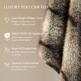 EVERGRACEHOME Luxury Faux Fur Throw Blanket, Soft Fluffy Faux Mink Blankets for Bed, Couch, Sofa, Thick Cozy Plush Warm Fur Throws with Reversible Velvet, Ombré Sable Brown, 50"x60"