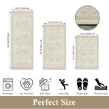 Kitchen Rug Sets 3 Piece, Washable Non-Slip Farmhouse Kitchen Mats for Hardwood Floor, Rustic Floral Boho Runner Rug for Sink,Entryway & Hallway & Bathroom (Beige/Floral,2x3-2x4-2x5)