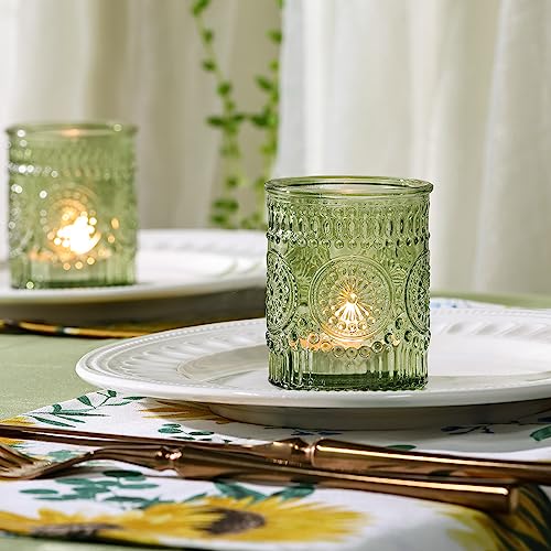 24 Pcs Green Votive Candle Holders for Wedding, Christmas Tealight Holder,