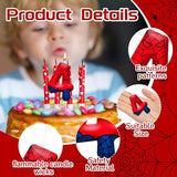 Spider Themed Birthday Candles Number 4 Red Blue Spider Web Themed Cake Topper Candle Party Decoration Birthday Party Celebrations Supplies Favors (Number 4)