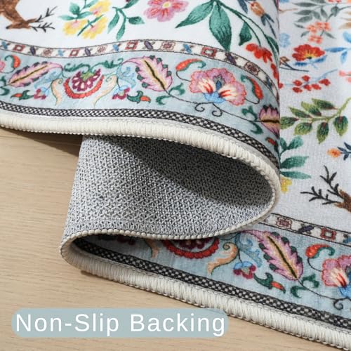 Rugcomf Runner Rug 2x6 Floral Washable Non Slip, Colorful