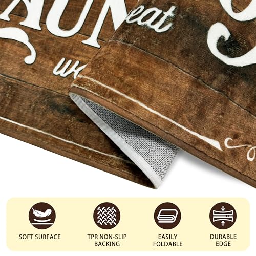 Washable Laundry Room Rug Runner, 20"X47" Non Slip Laundry Mat Soft Low-Pile Farmhouse Decor Area Rug for Entryway Hallway Kitchen Bathroom Brown
