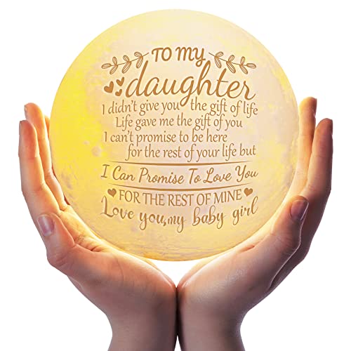 Funnli Daughter Gifts from Mom, Graduation Birthday Gifts for Daughter, Daughter Birthday Gift Moon Lamp, Valentines Day Christmas Anniversary Wedding Gifts for Daughter Night Light