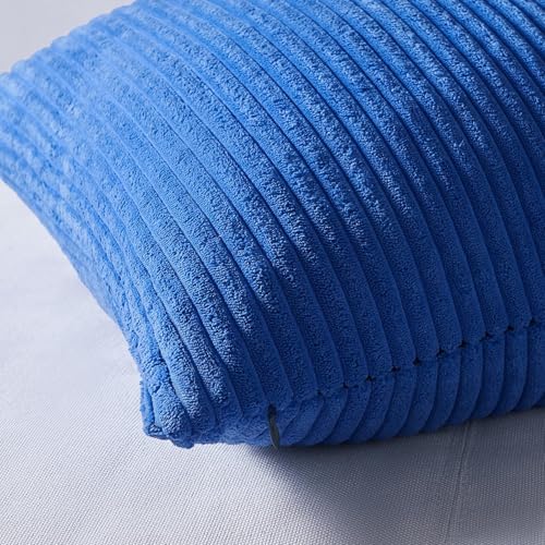 Topfinel Blue Throw Pillow Covers 18x18 Inch Set of 4,Soft Accent Corduroy Decorative Cushion Cover,Square Modern Pillow Case for Beach,Patio,Balcony,Living Room,Summer Gradient Shams Home Decor
