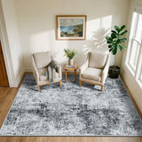 5x6 Machine Washable Area Rug：Non Slip Stain Resistant Low Pile Carpet - Soft Warm Comfortable Accent Rugs for Living Room Bedroom Entryway Dining Room Farmhouse Decor Black Grey