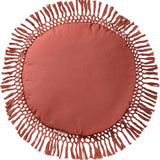 Indigo Ink Round Red Decorative Throw Pillow with Tassels - 20" x 20" | Cotton Throw Cushion for Couch, Chair, Bed | Cute Home Decor | Soft Plush Filling | Tufted Medallion Collection, Ginger Spice