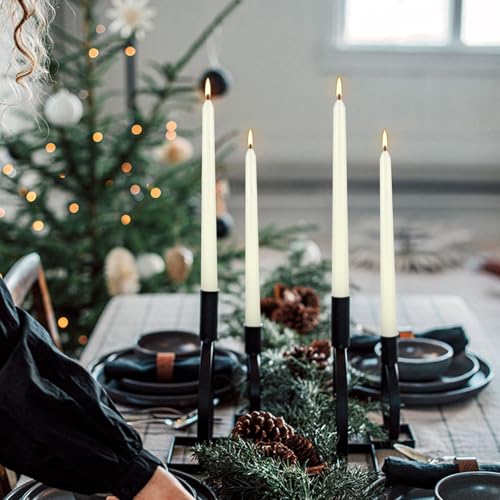 WPONSZU 50 Pack Ivory Taper Candles, 7-8 Hours Burn Time, Unscented, Smokeless and Dripless, 4/5 x 10 Inch for Christmas,Household,Dinner,Wedding,Valentine's Day,Party and Home Décor Candlesticks