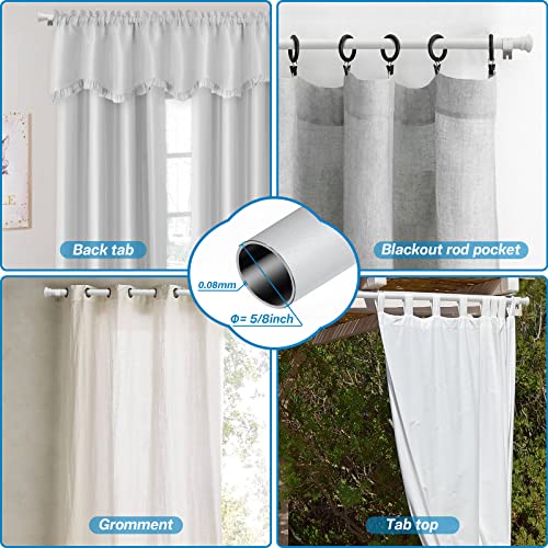 Curtain Rods, 5/8 Inch White Curtain Rods for Windows 28 to 48 Inch, Small Decorative Matte White Curtain Rod Set with Brackets, Splicing Screw Together Rod