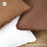 Foindtower Decorative Linen Fringe Throw Pillow Covers 22×22 Inch,Rust