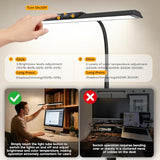 LED Desk Lamp for Office Home, Stepless Dimming Architect Desk Light with DC Adapter, Eye-Caring Desk Lamp with Clamp, 25 Lighting Modes Adjustable 12.8in Flexible Gooseneck for Workbench(Black)