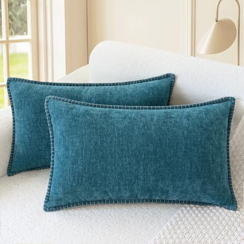 CaliTime Decorative Couch Throw Pillow Covers 20 X 12 Inches Ocean Blue