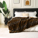 MERRYLIFE Luxury Thick Plush Tiger Print Faux Rabbit Fur Throw Blanket Ultra-Plush Cozy Soft Decorative Blanket Use for Couch Bed Travel (Tiger, 60"*80")
