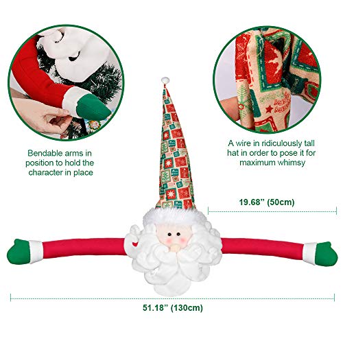 D-FantiX Santa Tree Topper, Large Christmas Tree Topper Santa Hugger Xmas Christmas Tree Decorations Party Home Decor
