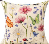 All Smiles Outdoor Patio Throw Pillow Covers 20x20 Set of 4 Spring Summer Garden Flowers Farmhouse Décor Outside Furniture Bench Chair Decorative Cushion Cases for Swing Deep Seat Bed Couch Sofa