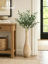 Hanobe Wood Tall Floor Vase: 22 Inch Slender Beige Boho Vase for Pampas Grass - Decorative Large Vases for Farmhouse Living Room Corner Entryway Fireplace Home Decor