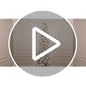 Puleo International 6.5ft Pre-Lit Flocked Portland Pine Pencil Christmas Tree with 300 Clear Lights, 410 Realistic Dense Snow Flocked Branch Tips, Easy Setup Artificial Trees with Sturdy Metal Stand
