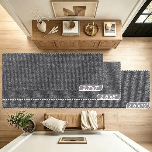 BEQHAUSE Hallway Runner Rugs 2.6x8, Hallway Rug Non-Slip Washable, Charcoal