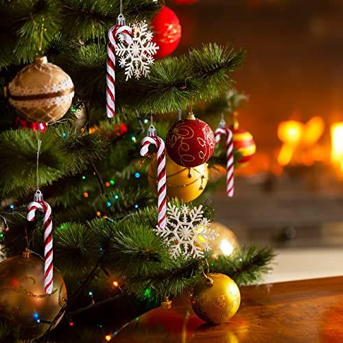 GWHOLE 12 Pcs Candy Cane Christmas Decorations, Red and White Candy Cane Decoration Christmas Hanging Ornaments for Christmas Tree Xmaxs Holiday Party Supplies Decoration Favors