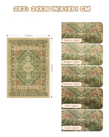 2x3 Entryway Rug Washable Rug Runner for Kitchen,Olive/Brown/Multi