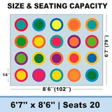 Large Classroom Rugs Elementary 6'7'' x 8'6'', Machine Washable Classroom Rug with Colorful Rings for Daycare & Preschool, Soft Non Slip Carpet for Kids Room Playroom, Seats 20 (Blue)