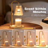 Candle Warmer Lamp with Timer - Adjustable Height Electric Wax Melter in Gold for Cozy Aesthetic Bedroom Home Decor Gift for Women Mother Friend Birthday Various Festivals