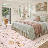 Soalmost Dog 9x12 Pink Area Rugs for Baby Girl Nursery, Washable Soft Rug