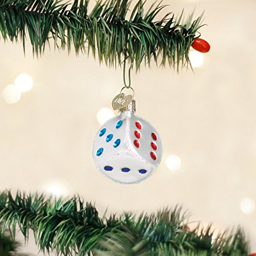 Old World Christmas Vegas Dice Glass Blown Ornament for Christmas Tree, Handcrafted Holiday Decoration, Gamble Collection