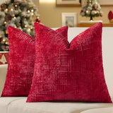 decorUhome Christmas Textured Chenille Throw Pillow Covers 18x18 Set of 2