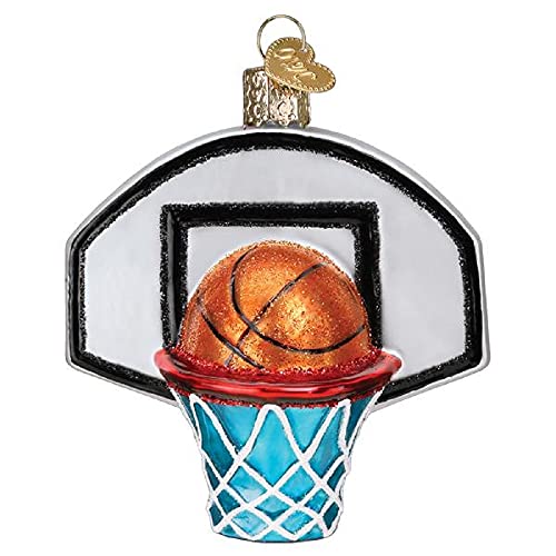 Old World Christmas Basketball Hoop Glass Blown Ornament for Christmas Tree, Handcrafted Holiday Decoration, Sport Collection