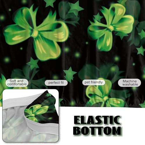 St Patrick's Day Green Leaf Armless Sofa Couch Bed Slipcovers with Elastic Bands Furniture Protector Stretchy Futon Covers Fit for Kids and Pets