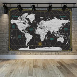 CAPSCEOLL World Map Tapestry for Kids Student Wall Tapestry World Geographical Distribution Tapestries for Men 80X60 Inches Tapestries for Bedroom Living Wall Art