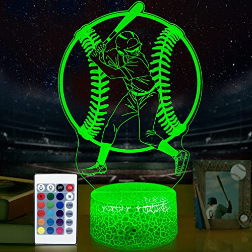 Baseball Night Light Gifts for Boys 16 Colors Changing with Remote&Touch Models Bedside Room Decor Lamp Birthday Christmas Party Present for Kids and Baseball Lovers