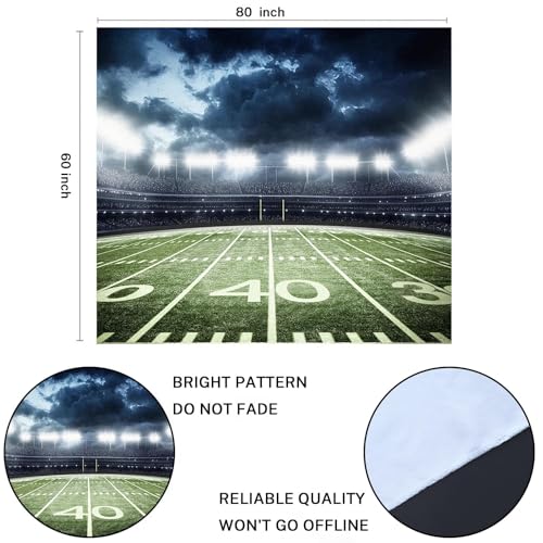 Emvency Tapestry Stadium Football Stadium Field Light Night Football Turf Home Decor Wall Hanging for Living Room Bedroom Dorm 60x80 Inches