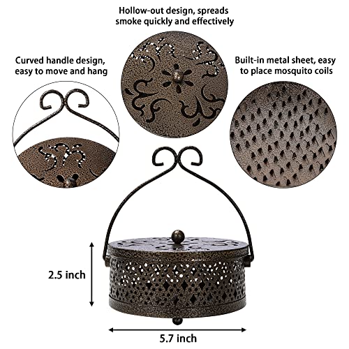 MyLifeUNIT Mosquito Coil Holder, Retro Portable Mosquito Incense Burner for Home and Camping (Bronze)