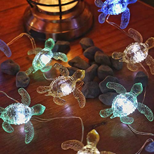 JASHIKA- Sea Turtle Decorative Lights- Ocean Themed String Lights -10ft 30 LEDs-USB Plug-in -Battery Pack - Remote Control -Baby Shower- Bathroom- Christmas -Beach-Party Decor