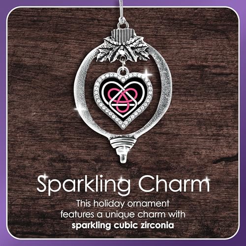 Inspired Silver - Mother and Daughter Bond - Silver Christmas Ornament - Open Heart Charm Christmas Tree Ornament with Cubic Zirconia - Holiday Hanging Decoration